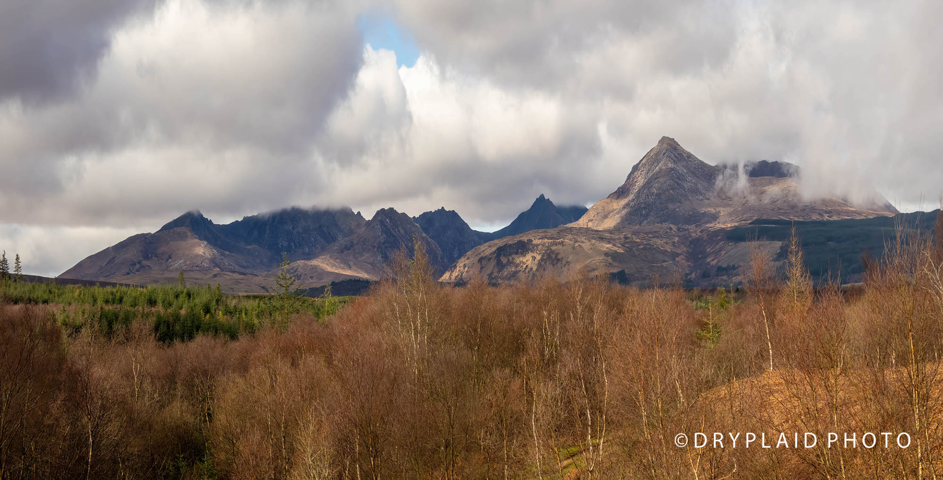 Panoramic mountain range, Isle of Arran
