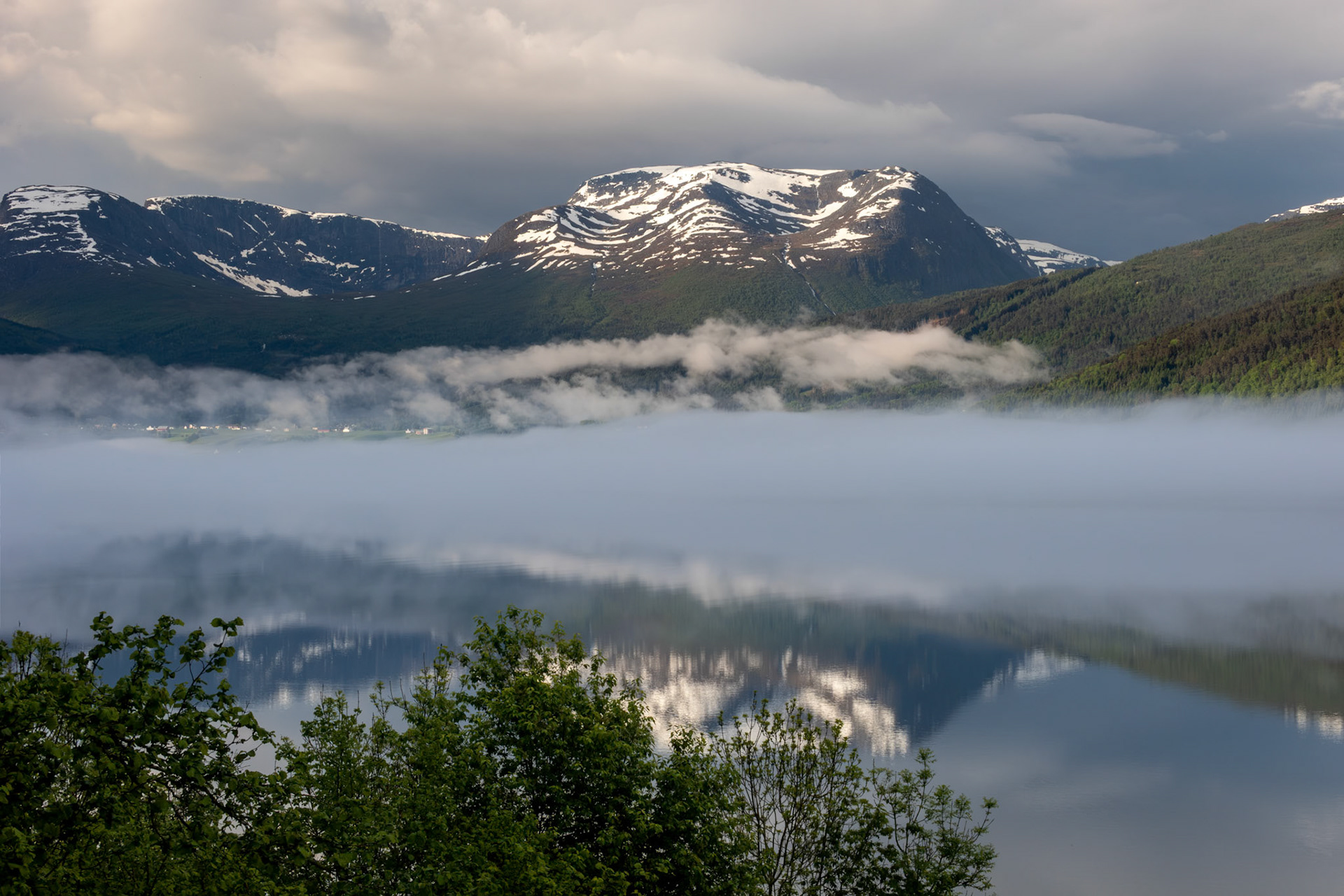 Gloppefjorden i tåke
