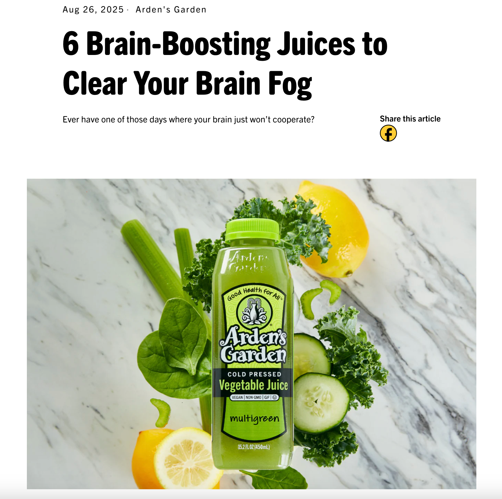 Arden's Garden vegetable juice on their website 