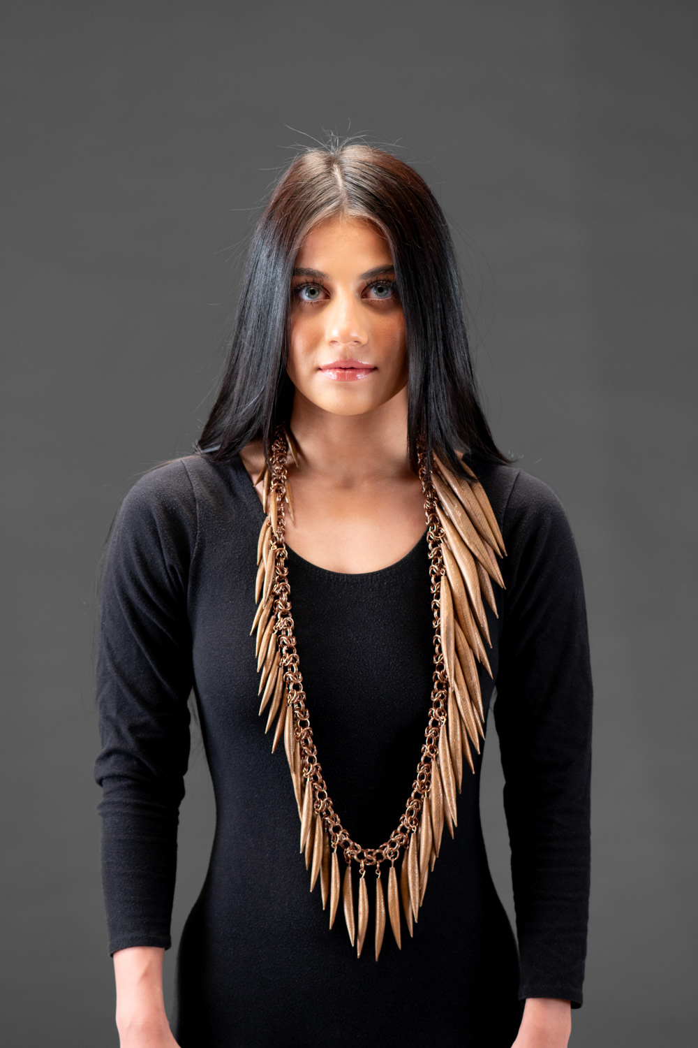 Spicule Necklace V, 2021, copper, 20 x 6 x 0.5 in. (50.75 x 15.25 x 1.25 cm), photographed by Professor Robly Glover