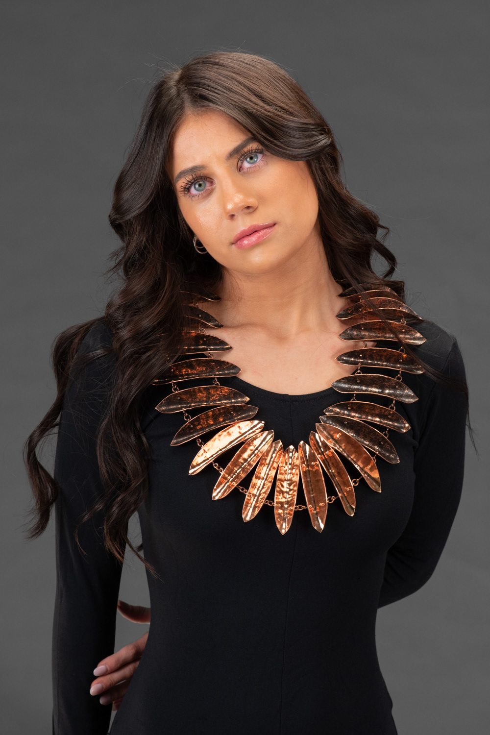 Open Spicule Necklace, 2021, copper, brass, rubber, 13.75 x 13.75 x 0.75 in. (35 x 35 x 2 cm), photographed by Professor Robly Glover