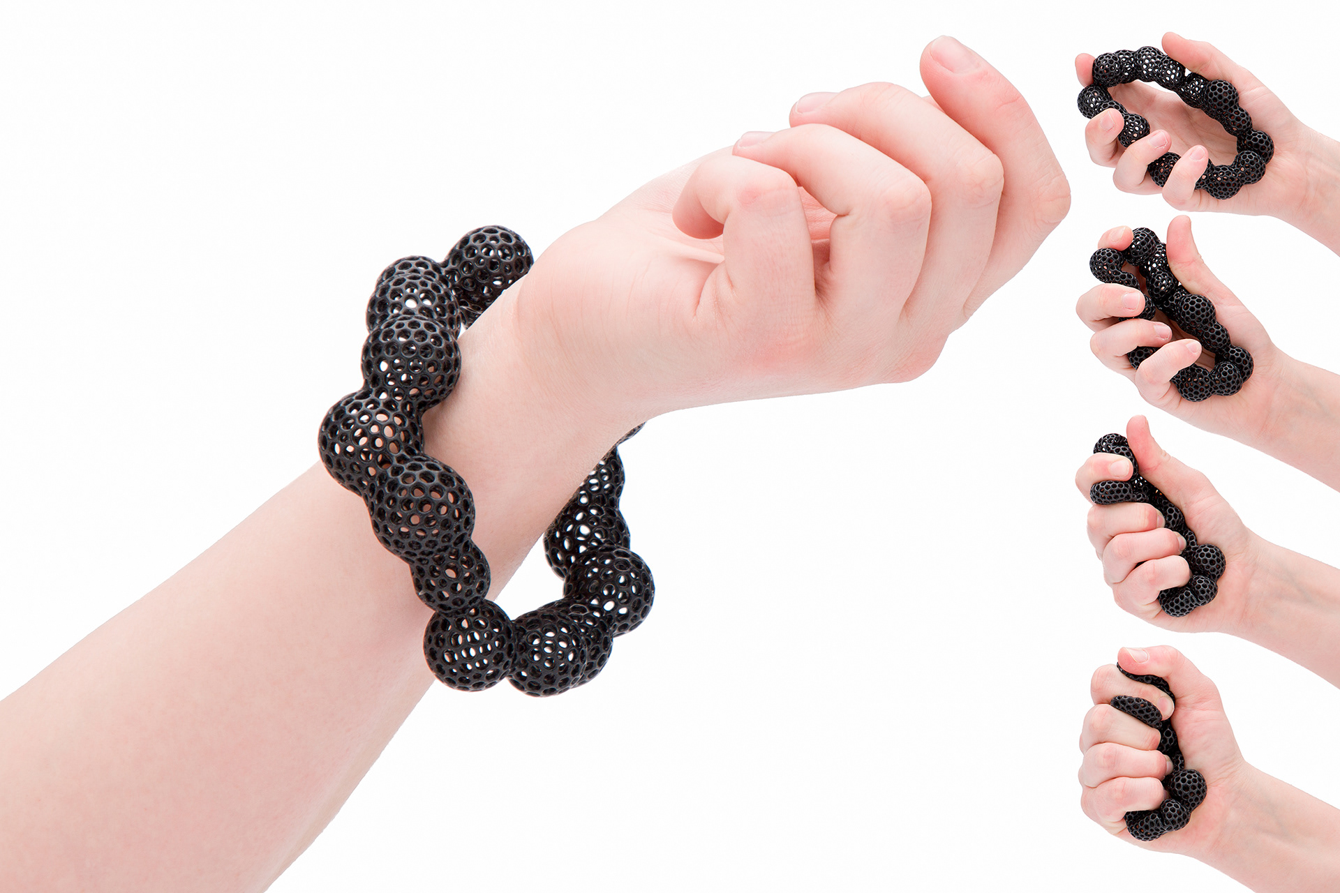 Bracelet F4-1 A5, 2025, TPU, 4.5 x 4 x 1 in. (11.5 x 10 x 3.5), 18 grams, photographed by Clayton Salley