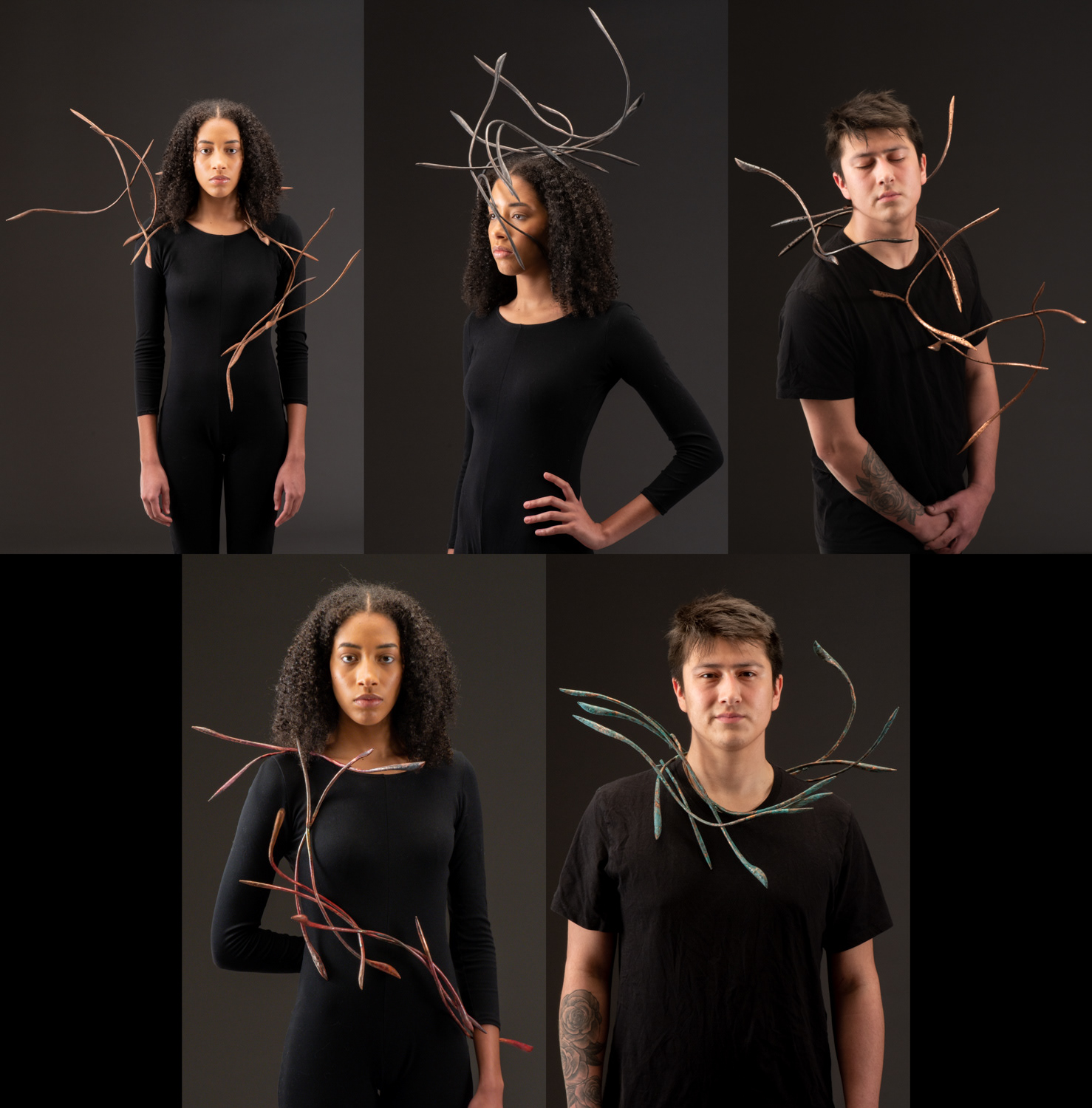 (Deconstructed) Collective Spicule Experiment, 2022, copper, patina, 50 x 40 x 36 in. (127 x 102 x 92 cm), photographed by Professor Robly Glover