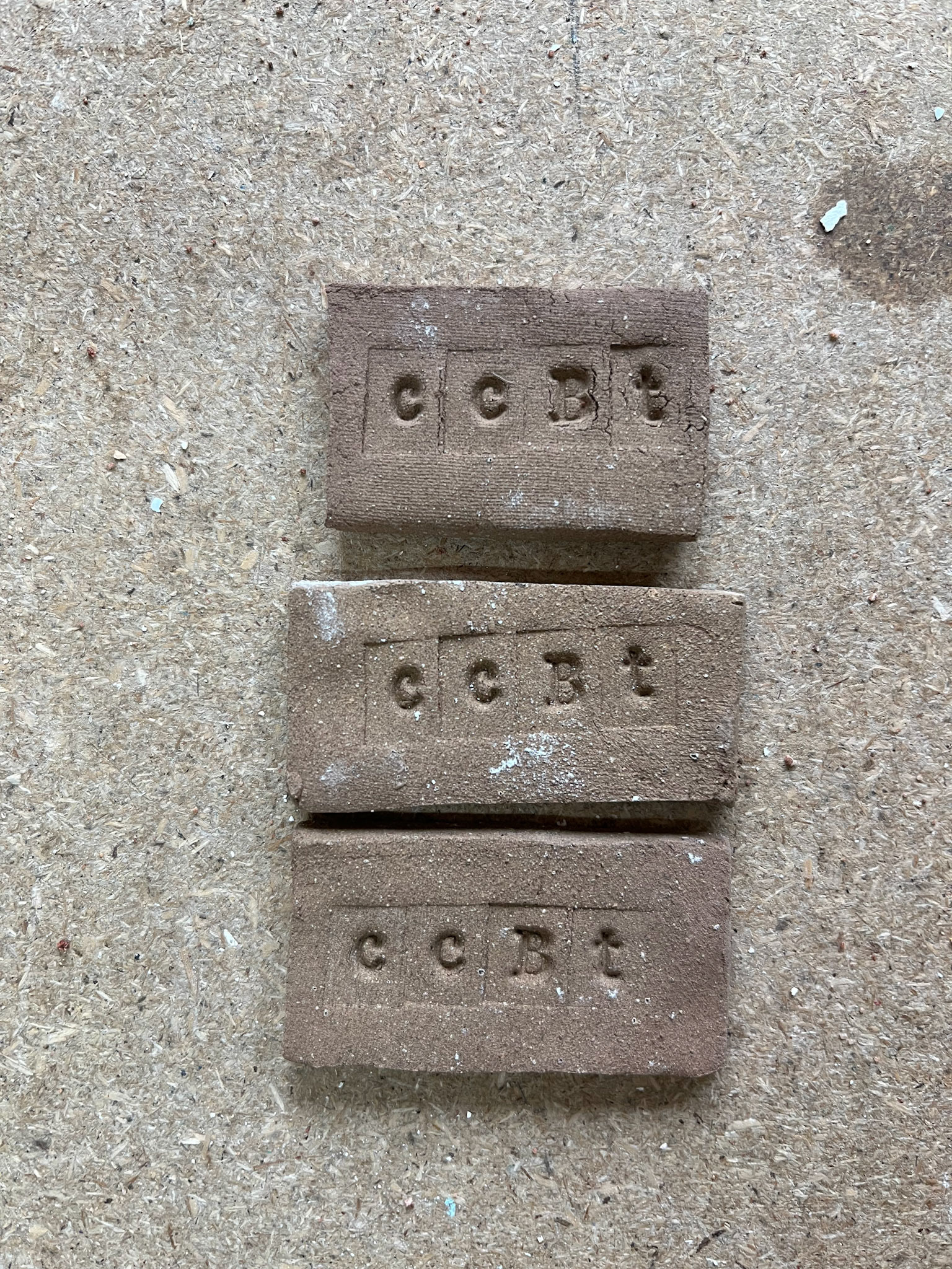 Cave clay samples fired to Bisque