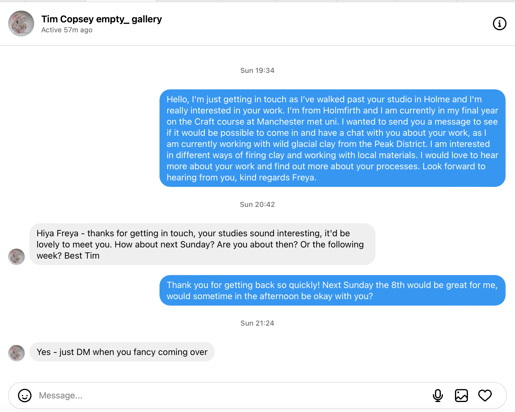 Dm conversation to organise meeting