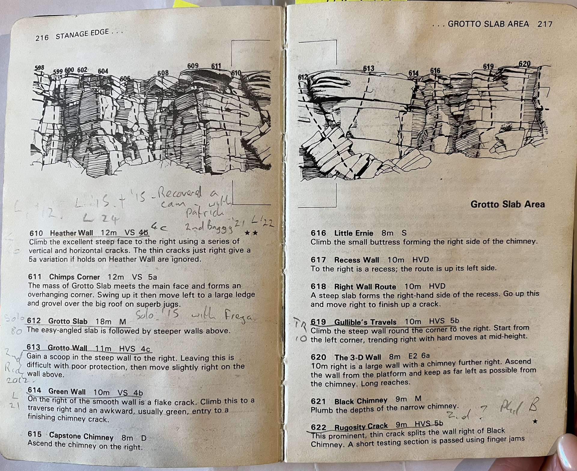 Notes from my dad's climbing book on the area of Lawrencefield