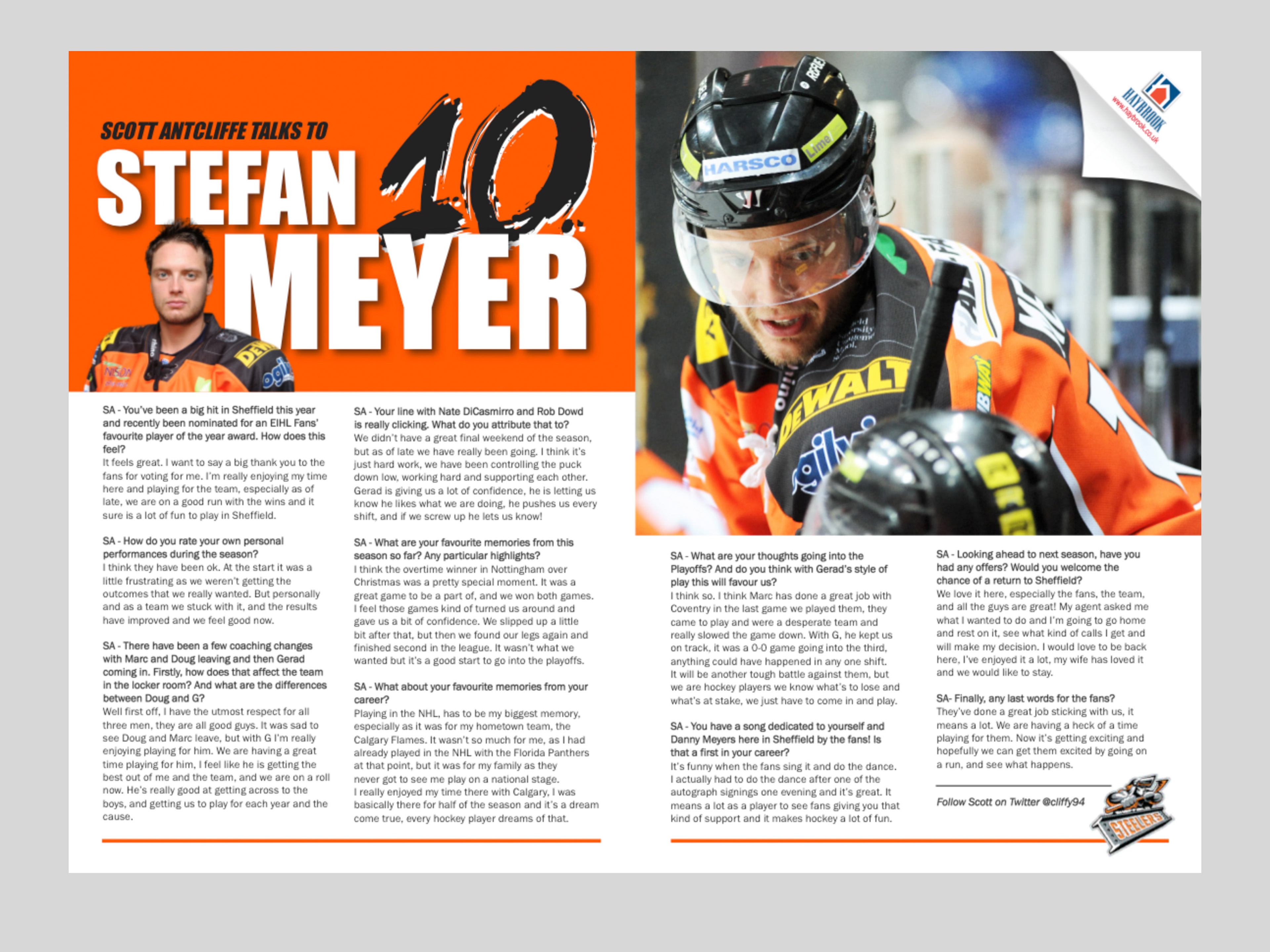 Steelers double page programme article