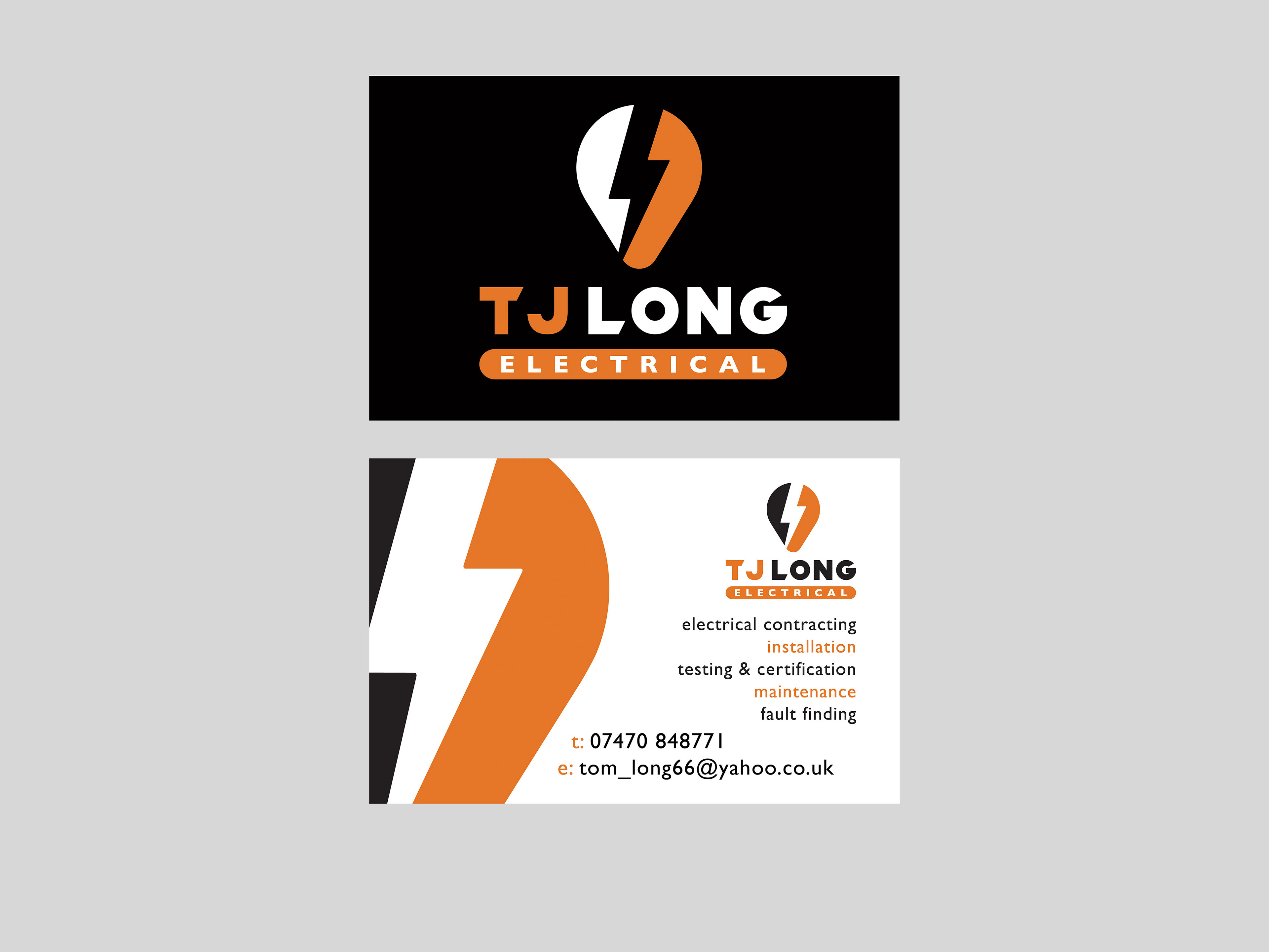 A logo and business card created for an electrician based in Cornwall.