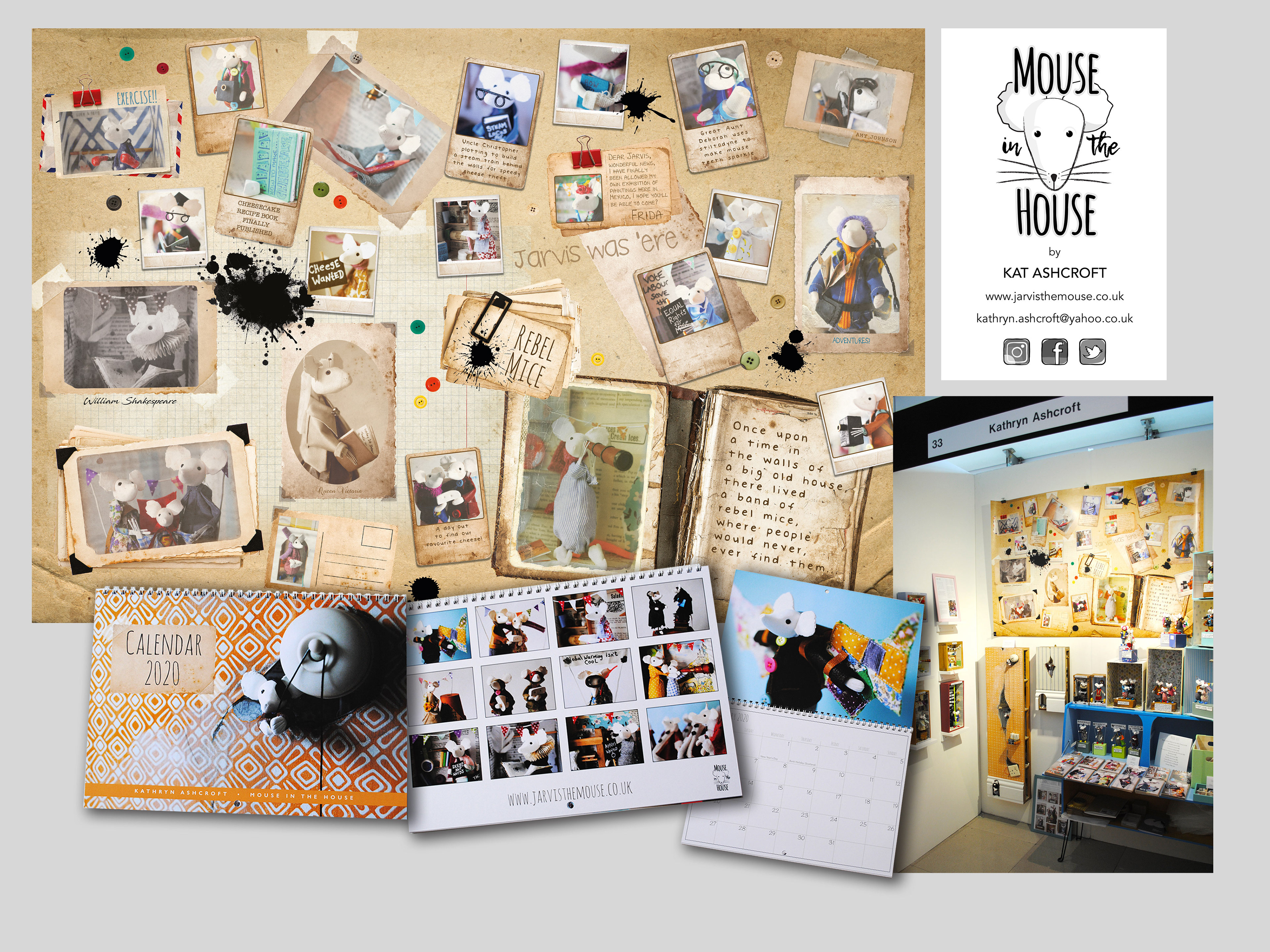 This branding was created for my Fiancé's art and craft company. I designed a logo, calendar, greetings/business cards, a simple website and large scale posters for events and displays. 