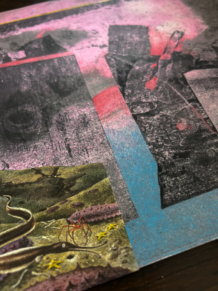 "Water study II (detail), Paper lithography, monotype, collage and colored pencil on paper, 2025