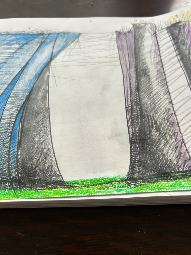 The gate (detail), Colored pencil and graphite on paper, 2026