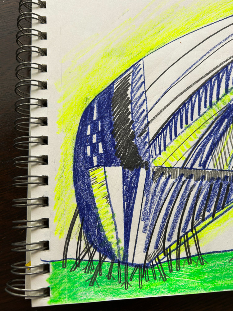 Leaning (detail), Colored pencil and graphite on paper, 2026