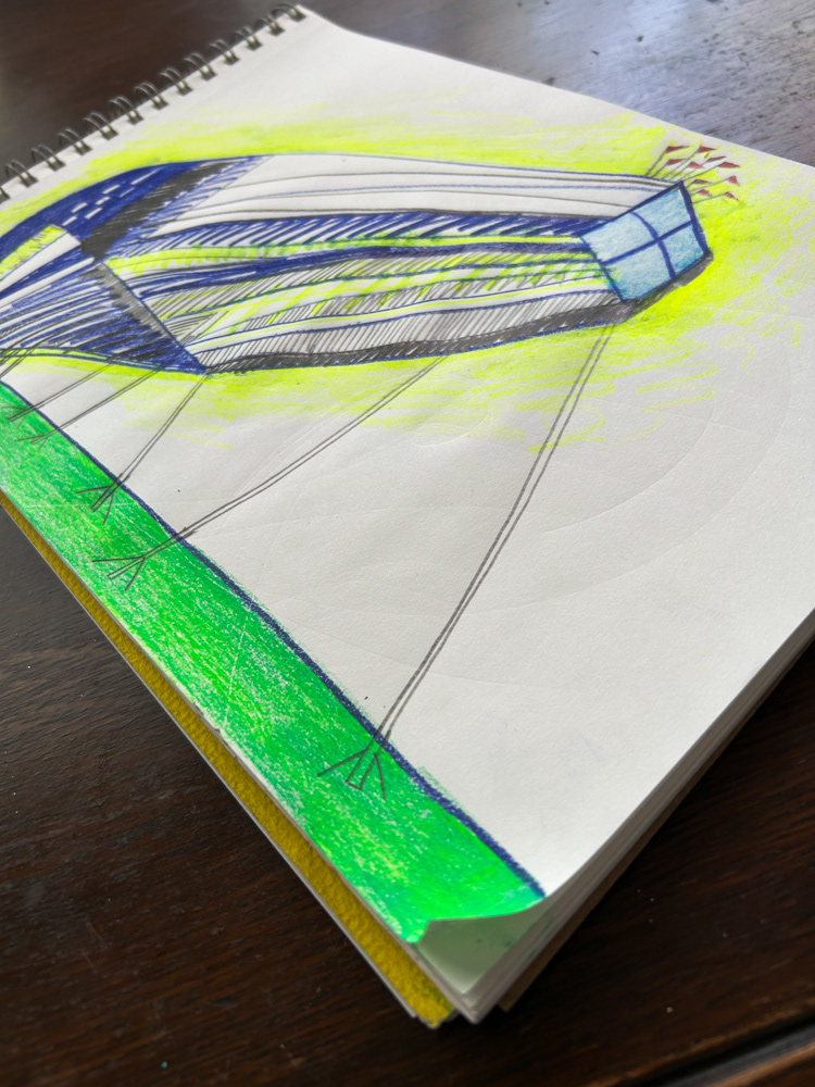 Leaning (detail), Colored pencil and graphite on paper, 2026
