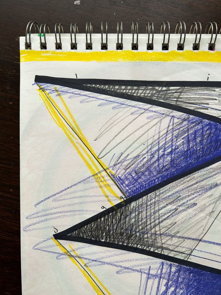 Lift (detail), Colored pencil, sharpie and graphite on paper, 2026
