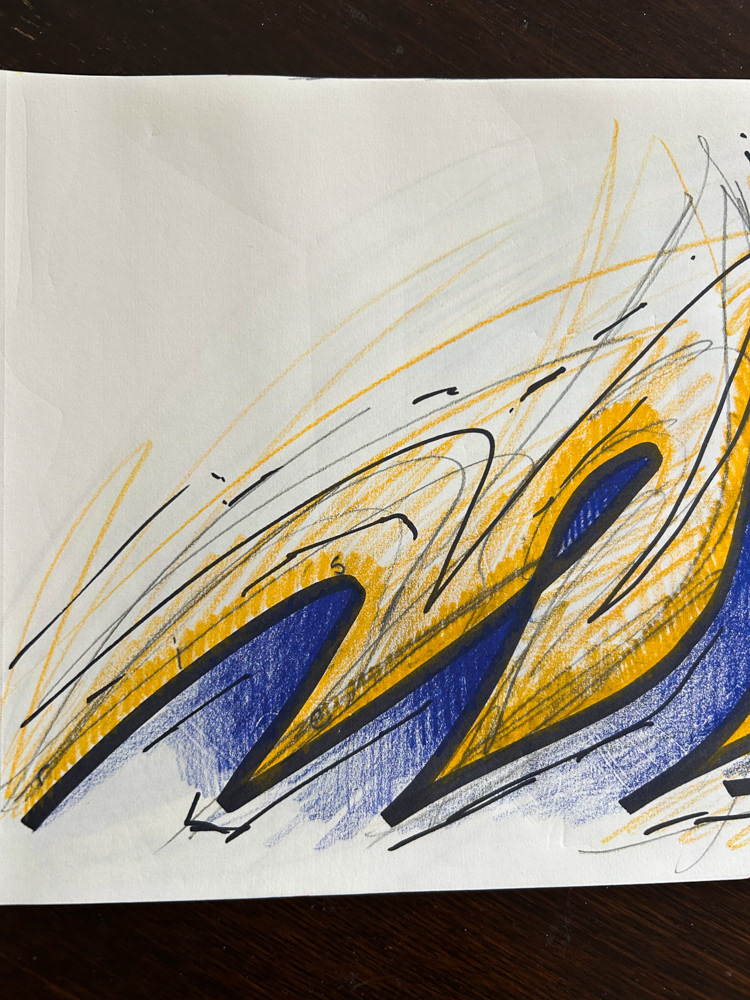 RIse (detail), Colored pencil, sharpie and graphite on paper, 2026