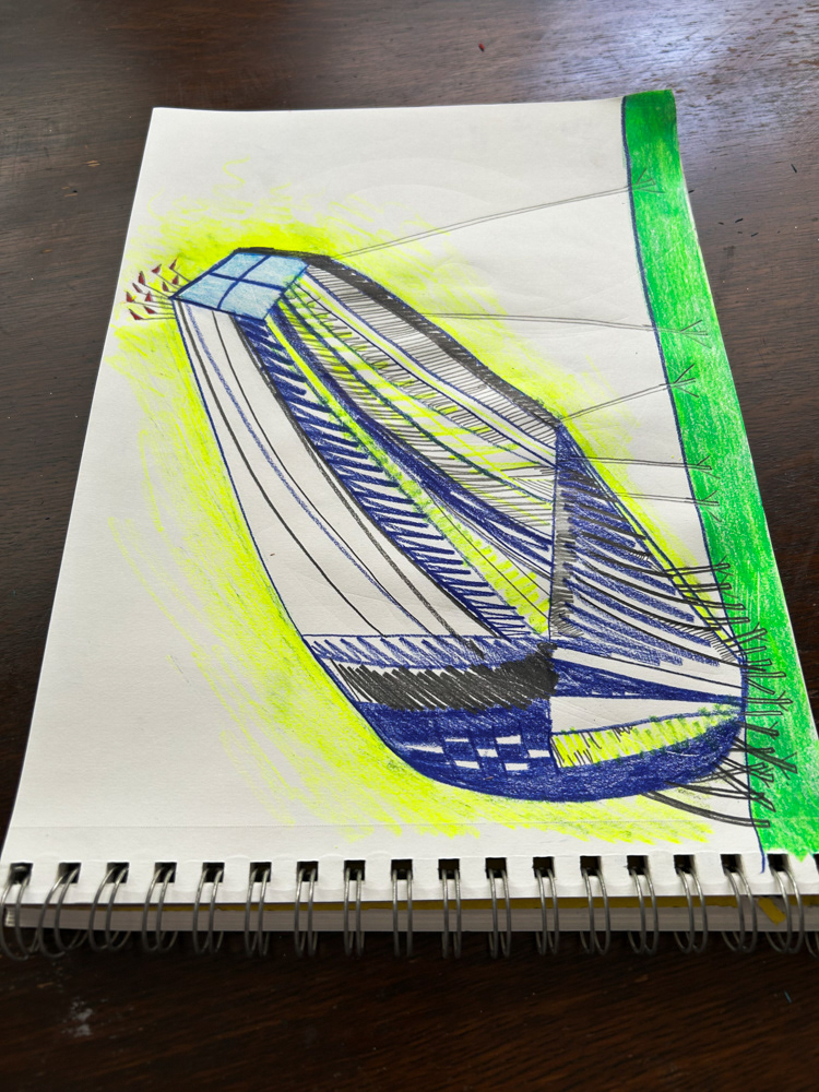 Leaning, Colored pencil and graphite on paper, 2026