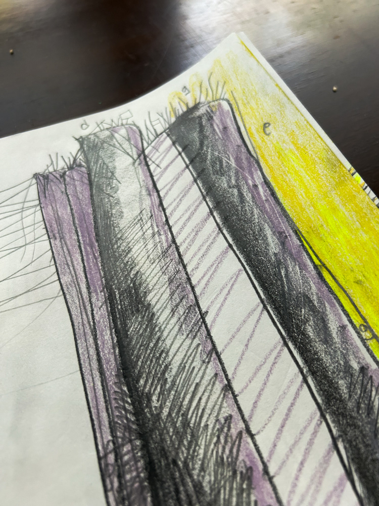 The gate (detail), Colored pencil and graphite on paper, 2026