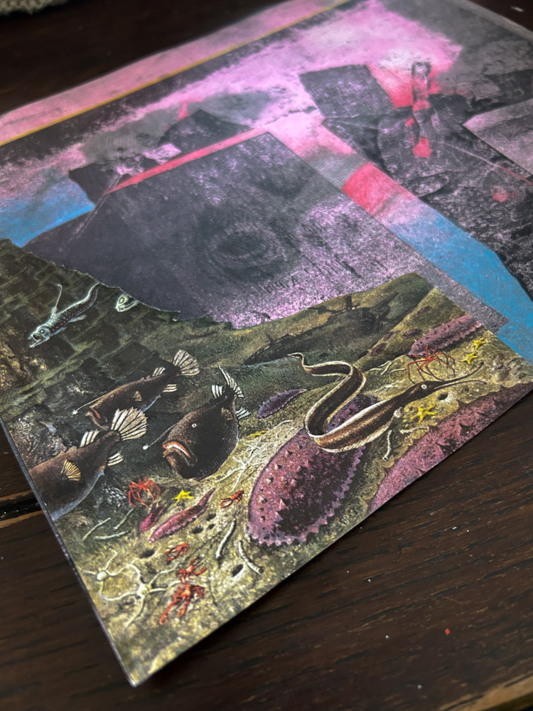 "Water study II (detail), Paper lithography, monotype, collage and colored pencil on paper, 2025
