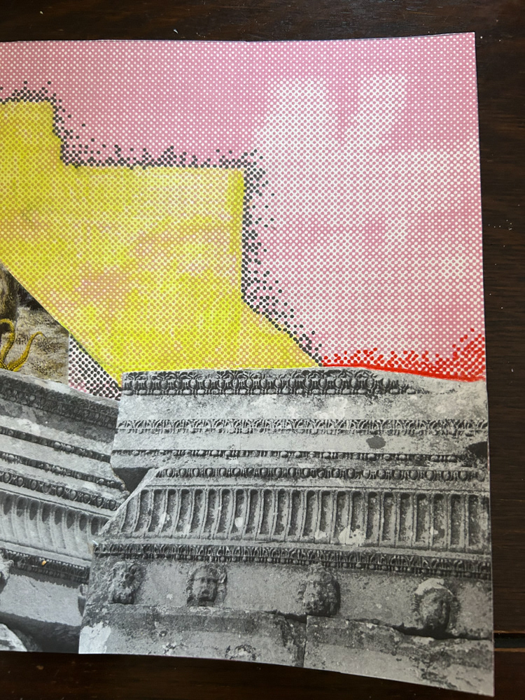 Water study I (detail), Screenprint, collage, graphite and colored pencil on paper, 2025