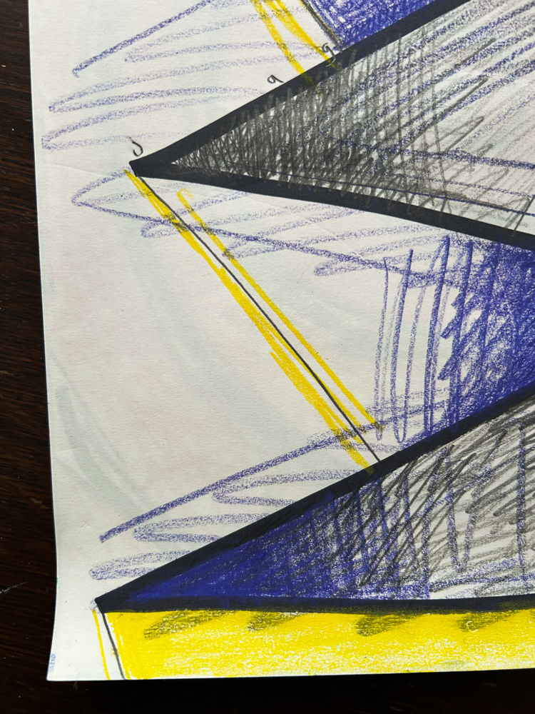 Lift (detail), Colored pencil, sharpie and graphite on paper, 2026