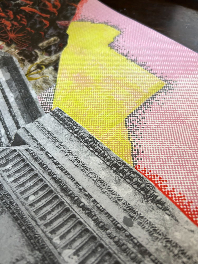 Water study I (detail), Screenprint, collage, graphite and colored pencil on paper, 2025