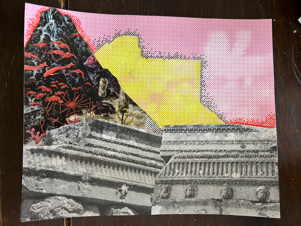 Water study I, Screenprint, collage, graphite and colored pencil on paper, 2025