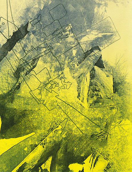 "Site XXXIX," Paper lithography, monotype, colored pencil, and graphite, 14 x 11 in., 2017
