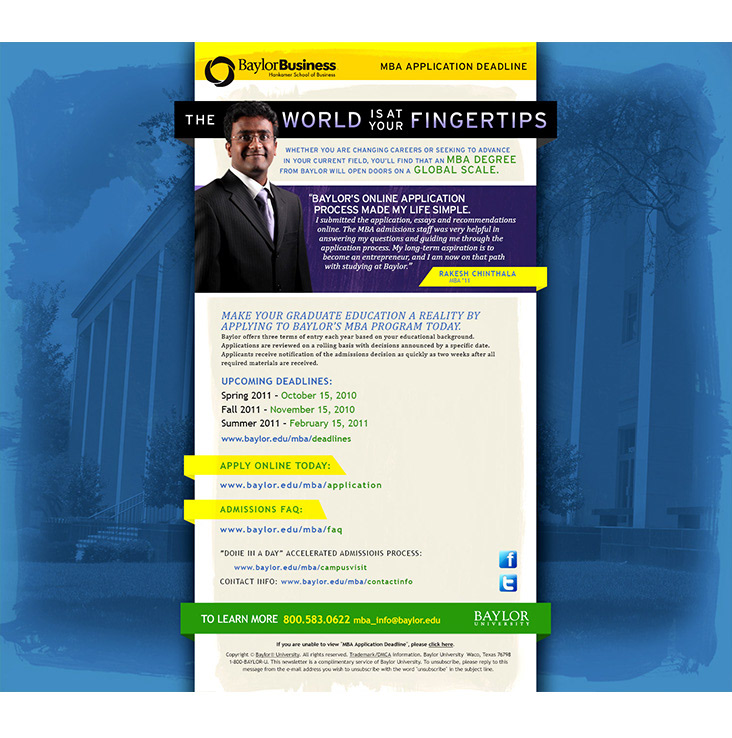 Baylor Business MBA Email Template, Art Direction: Patrick Pollei