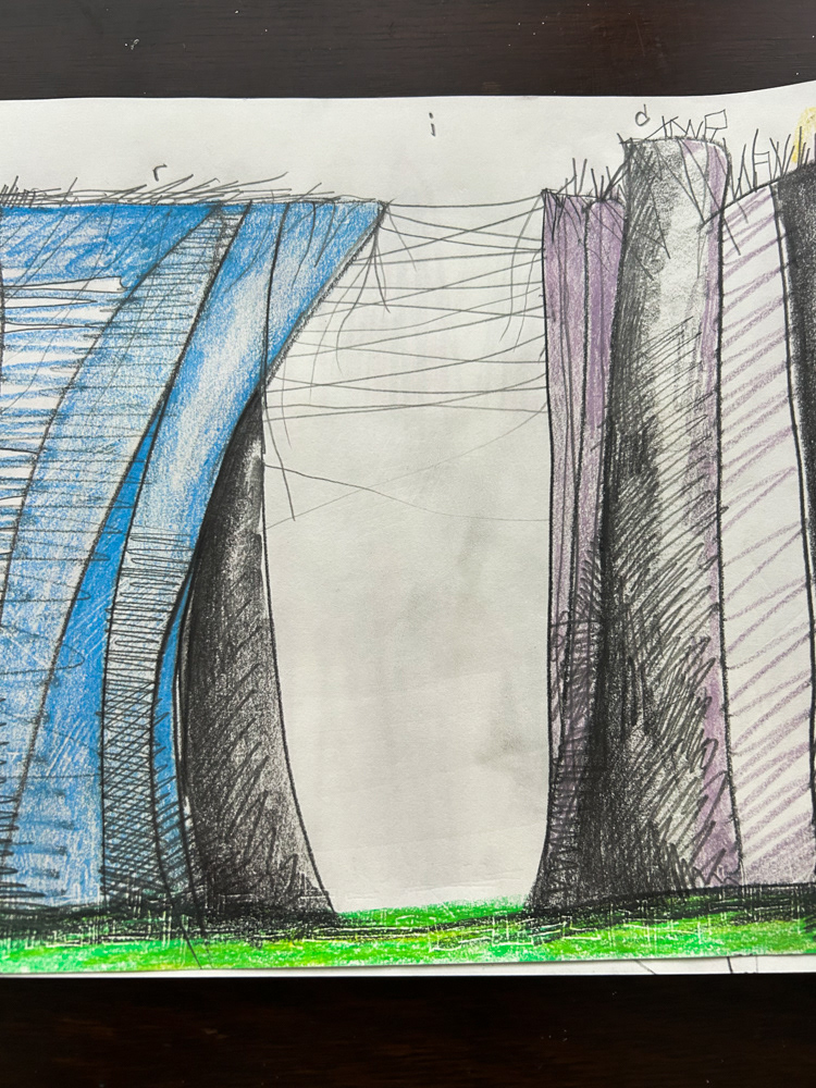 The gate (detail), Colored pencil and graphite on paper, 2026