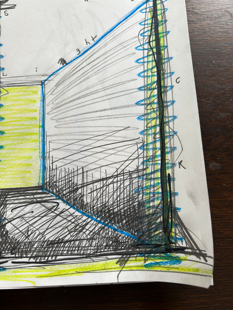 Shock (detail), Colored pencil, sharpie and graphite on paper, 2026