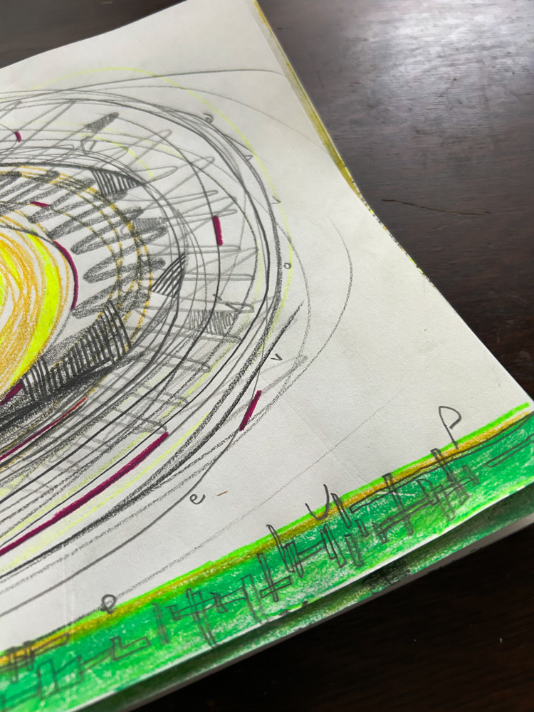 The great eye (detail), Colored pencil and graphite on paper, 2026