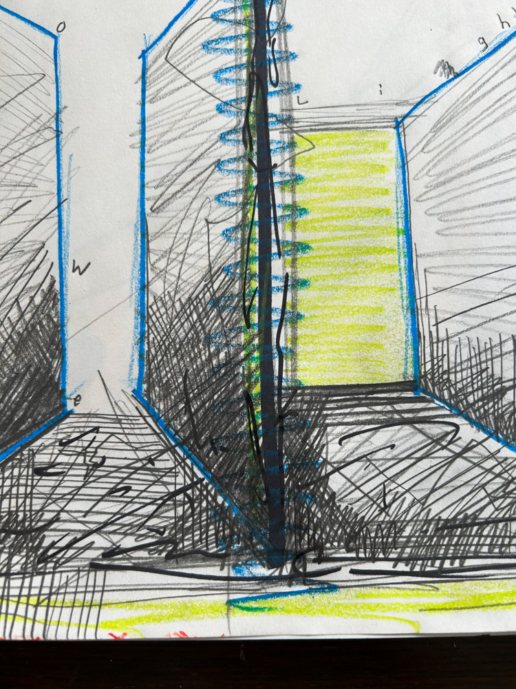 Shock (detail), Colored pencil, sharpie and graphite on paper, 2026
