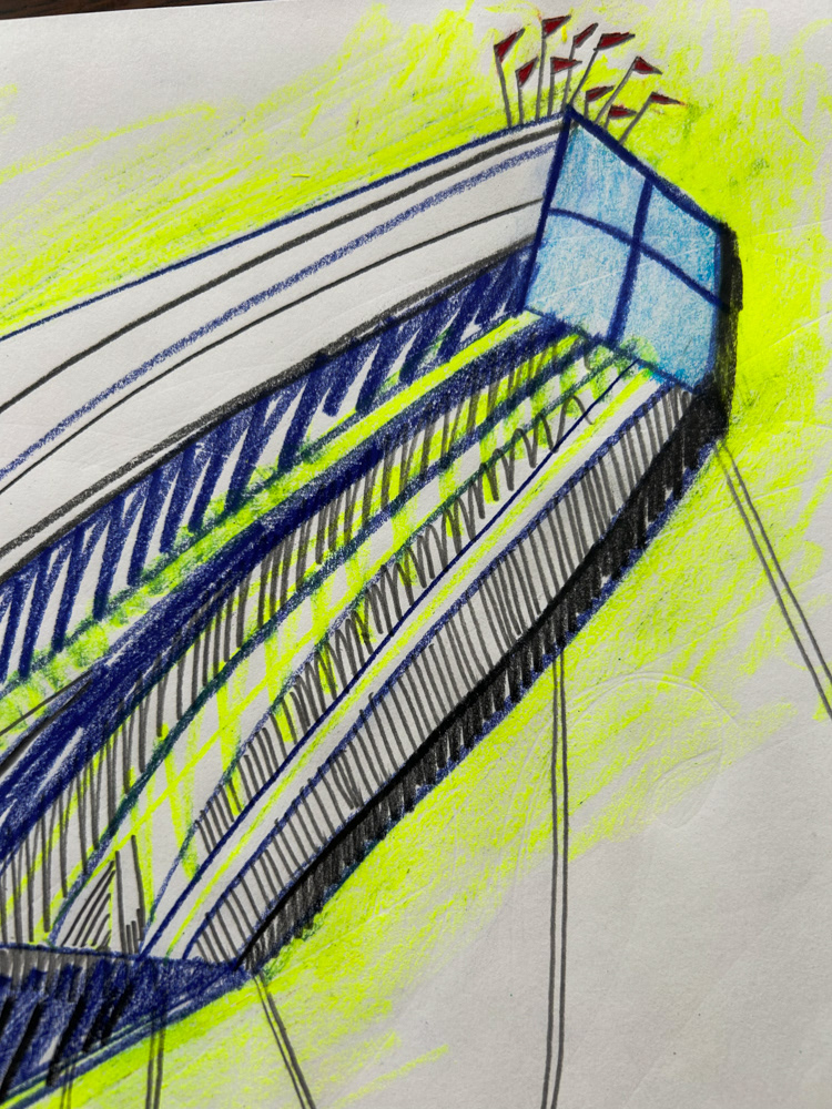 Leaning (detail), Colored pencil and graphite on paper, 2026