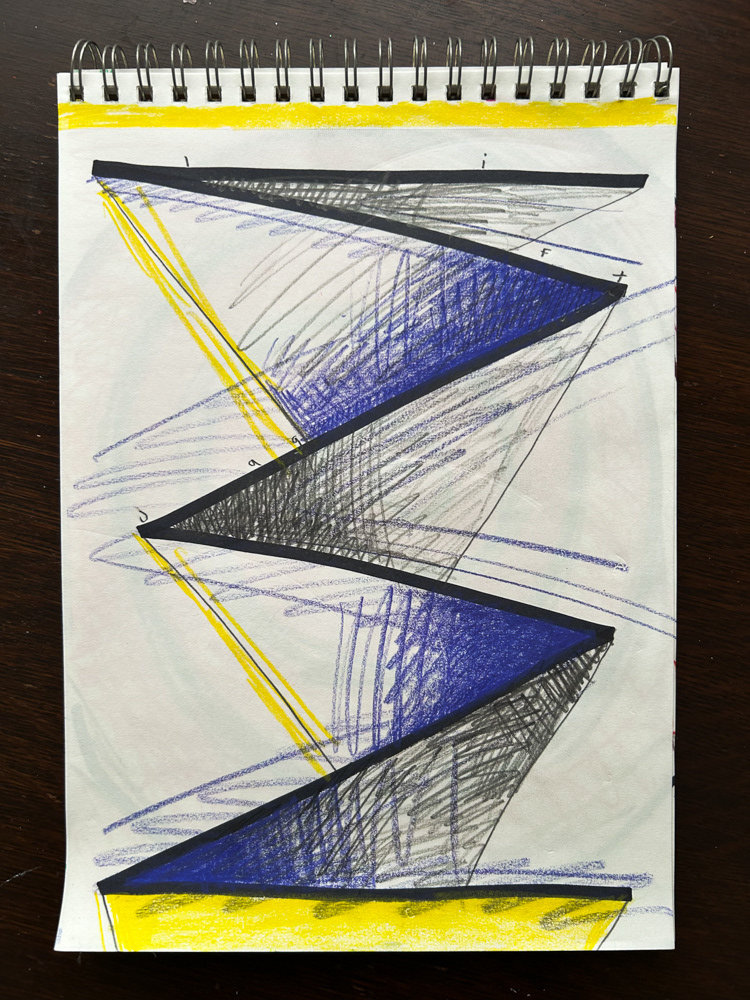 Lift, Colored pencil, sharpie and graphite on paper, 2026