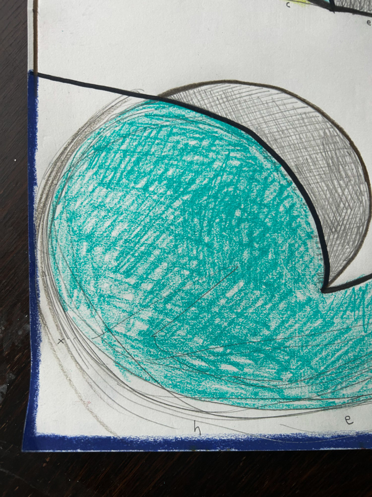 Ligature (detail), Colored pencil, sharpie and graphite on paper, 2026
