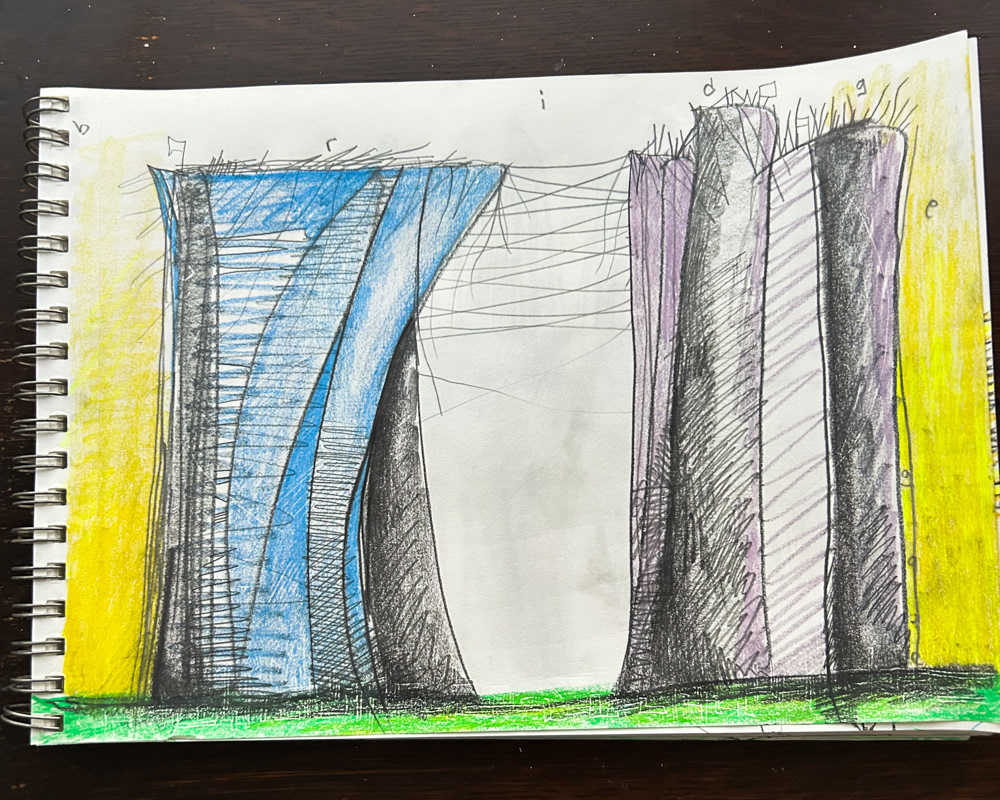 The gate, Colored pencil and graphite on paper, 2026