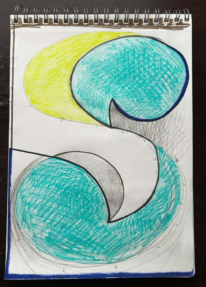 Ligature, Colored pencil, sharpie and graphite on paper, 2026