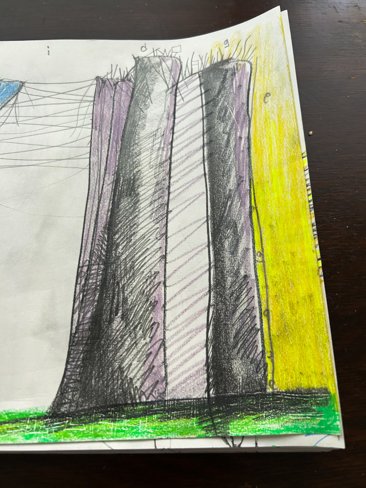 The gate (detail), Colored pencil and graphite on paper, 2026