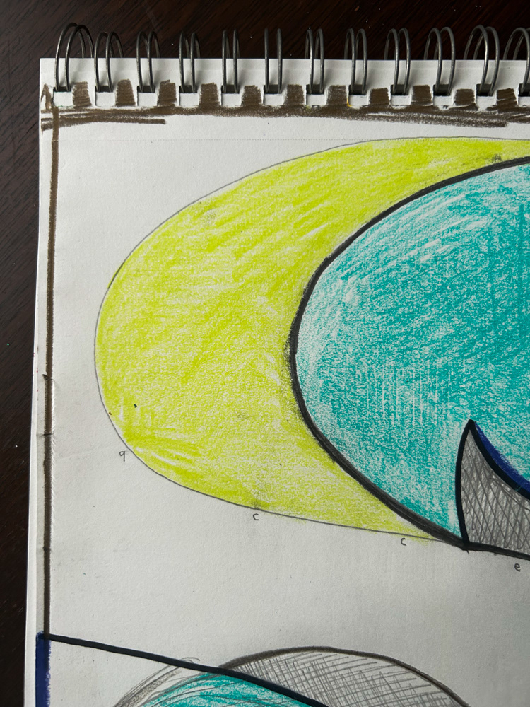 Ligature (detail), Colored pencil, sharpie and graphite on paper, 2026