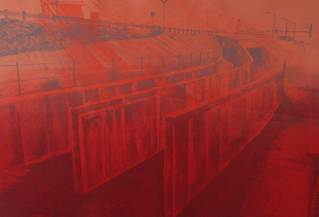 "Site XLIV," Lithography and monotype, 14 x 20 in., 2018