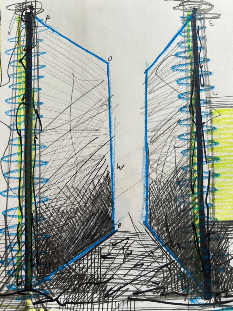 Shock (detail), Colored pencil, sharpie and graphite on paper, 2026