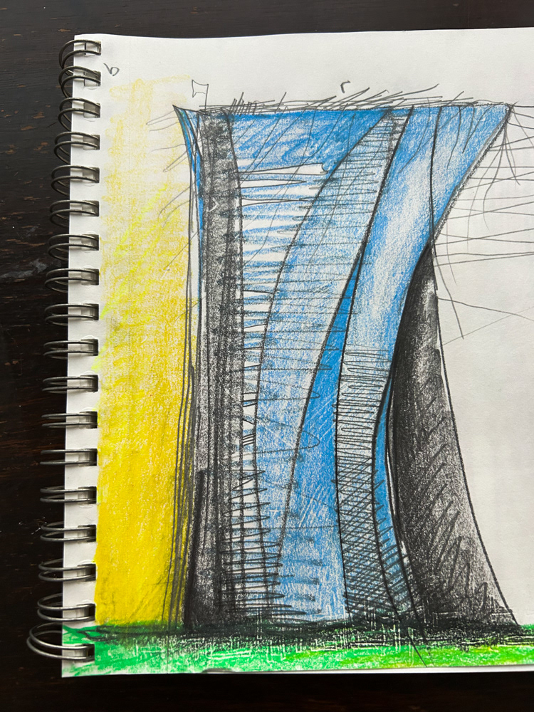 The gate (detail), Colored pencil and graphite on paper, 2026