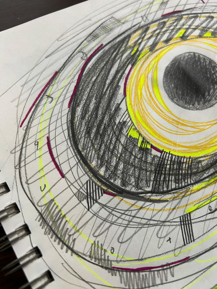 The great eye (detail), Colored pencil and graphite on paper, 2026