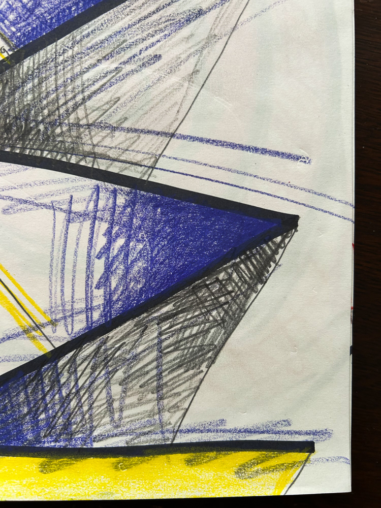 Lift (detail), Colored pencil, sharpie and graphite on paper, 2026