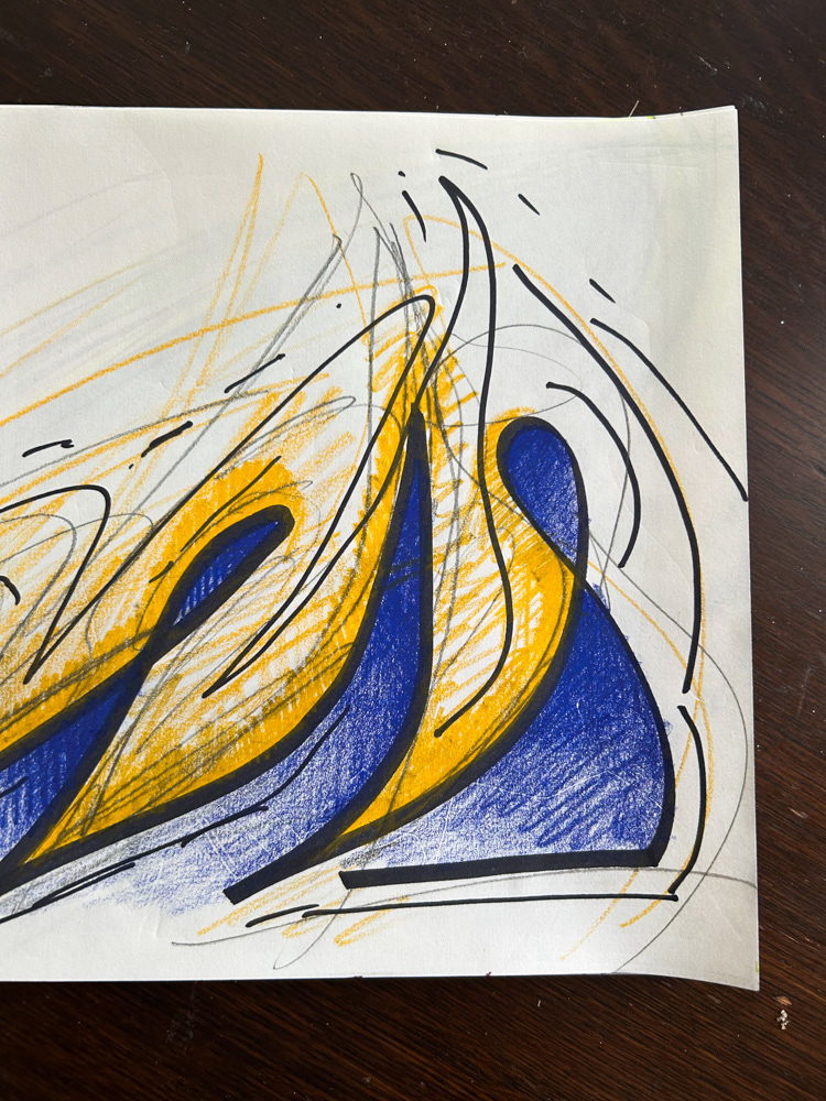 RIse (detail), Colored pencil, sharpie and graphite on paper, 2026