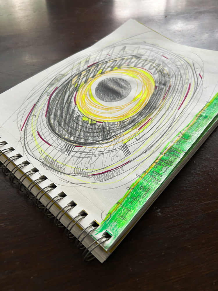 The great eye, Colored pencil and graphite on paper, 2026