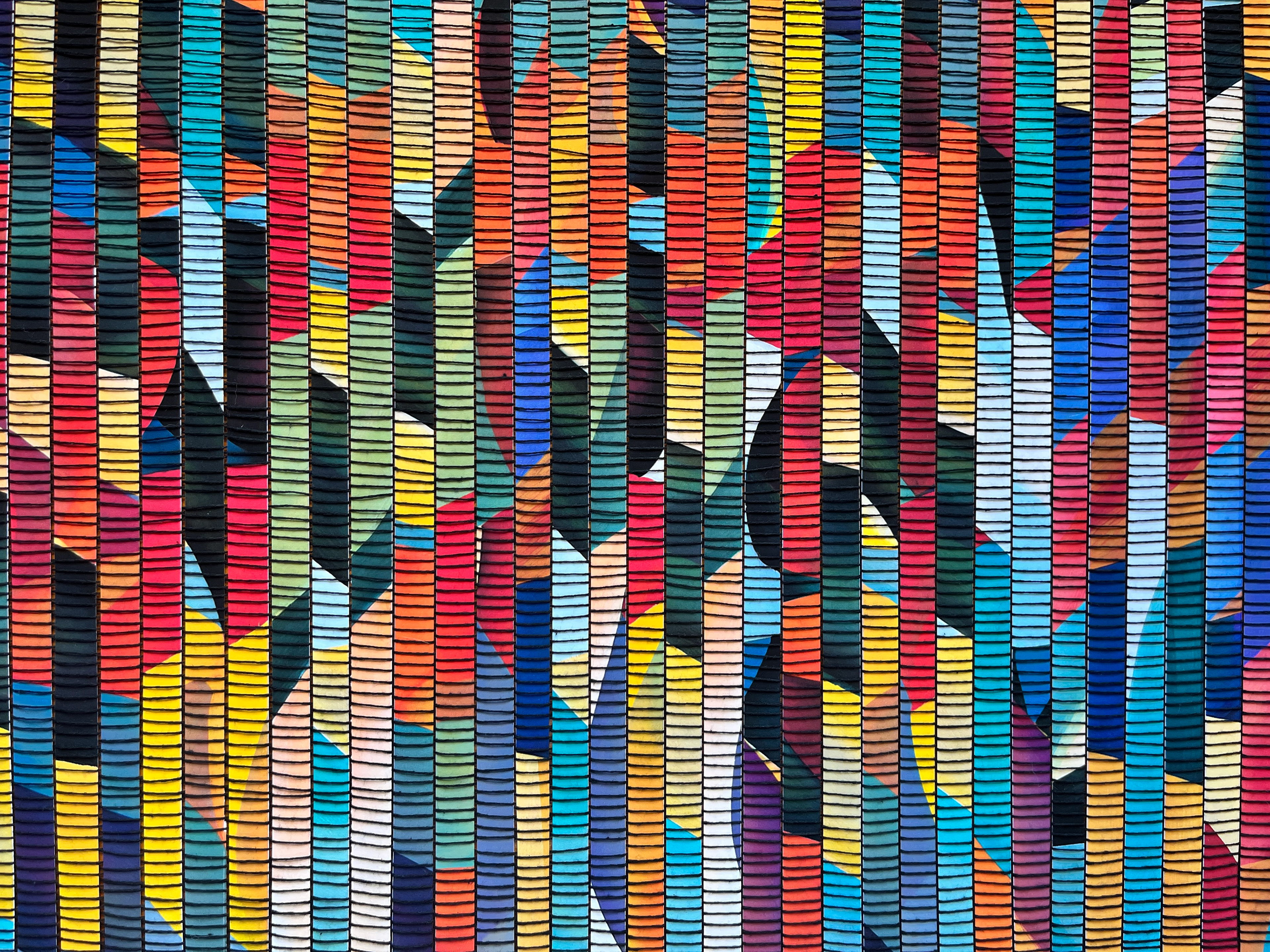 Weaving with abstract art prints