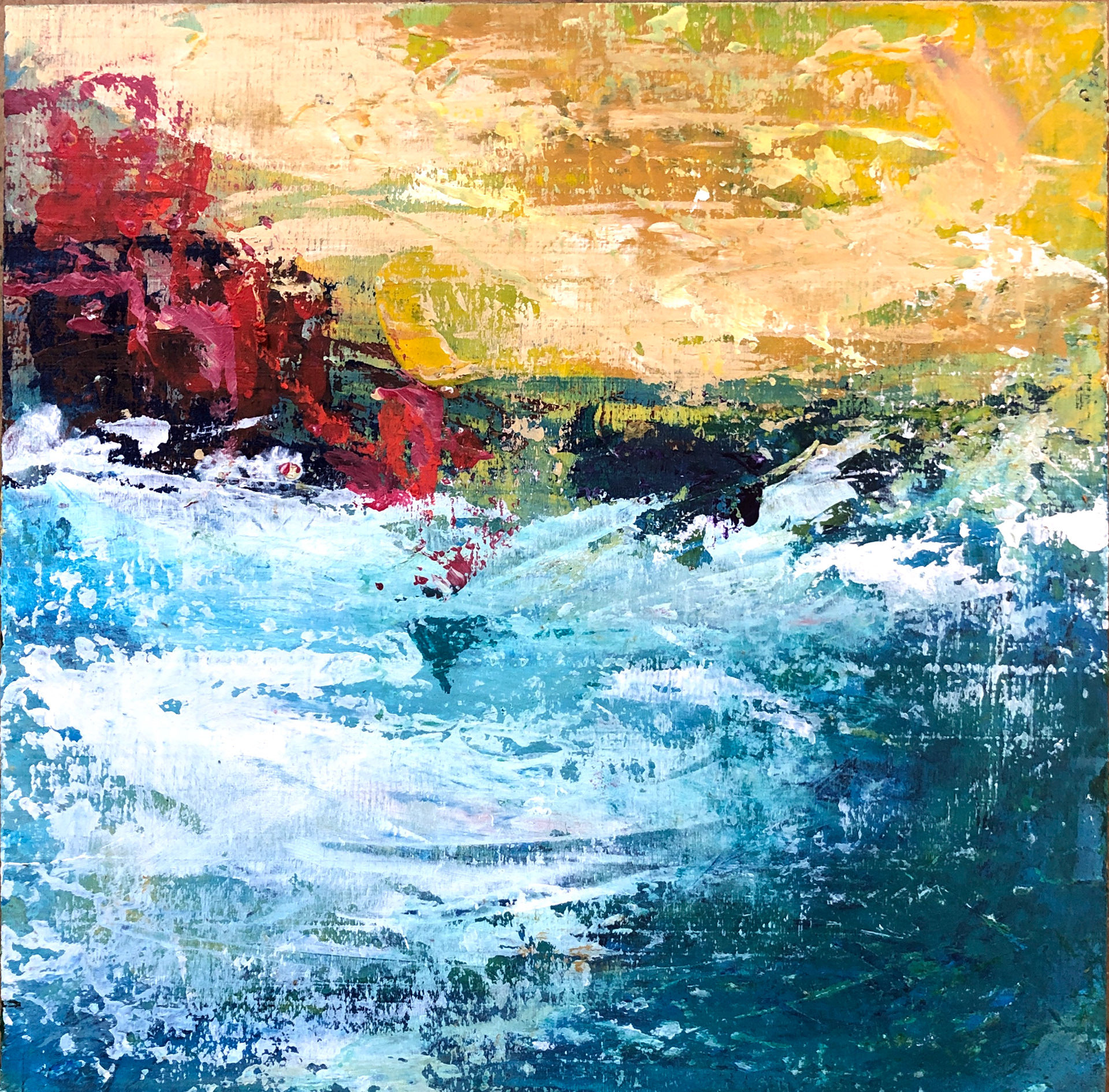 Julia Wright Crosara, "Into the Wild Sea," acrylic on wood panel