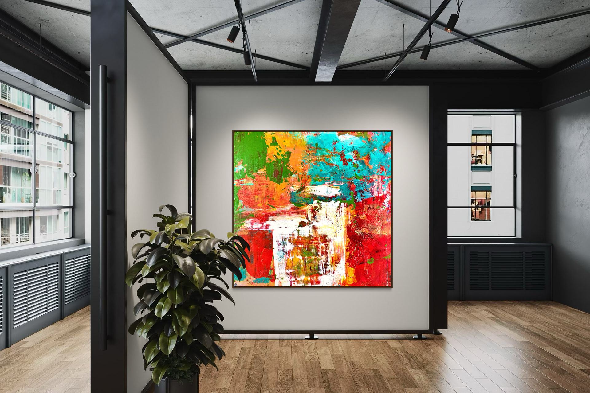 Julia Wright Crosara, "Waterfall," mixed media on wood panel