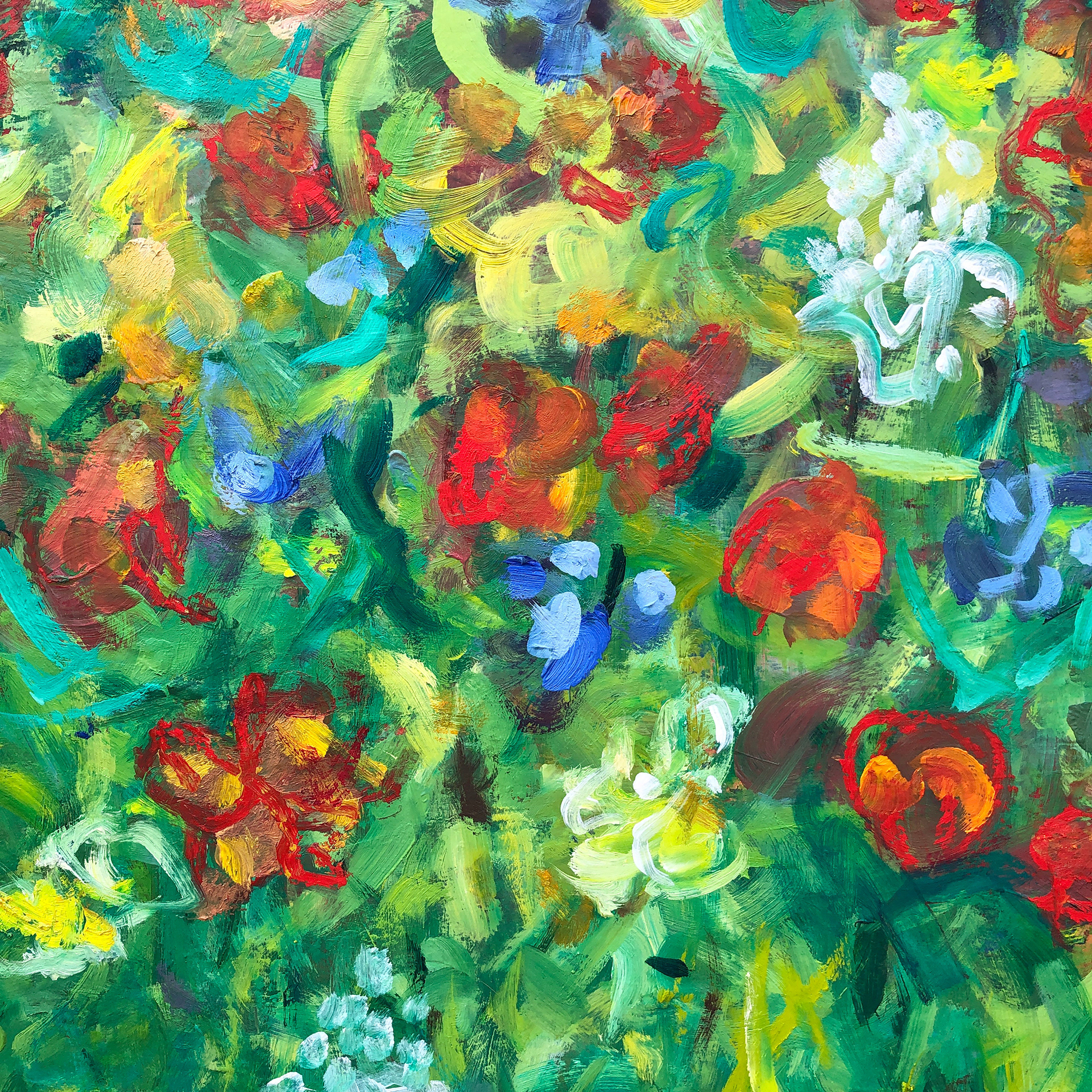 Julia Wright Crosara, detail of "Floralia No. 1," oil on canvas